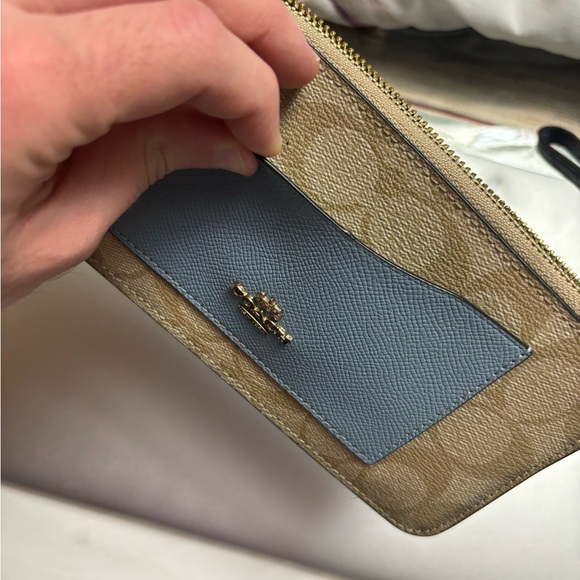 Coach Women's Zip Top Wallet in Colorblock Signature Canvas - Light Khaki/Multi - Picture 6 of 8